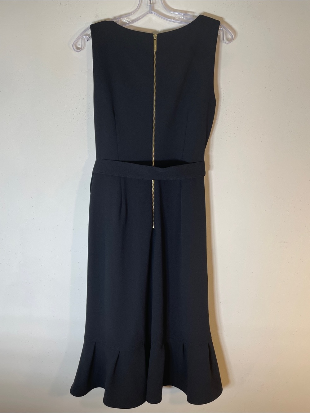 Calvin Klein Black Sleeveless Tie Waist Ruffle Wrap Midi Dress. 6. NWT. - Picture 10 of 12